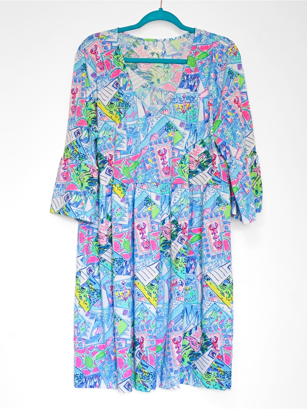 Lilly Pulitzer Wish You Were Here Jannie V-Neck Swing Dress XL